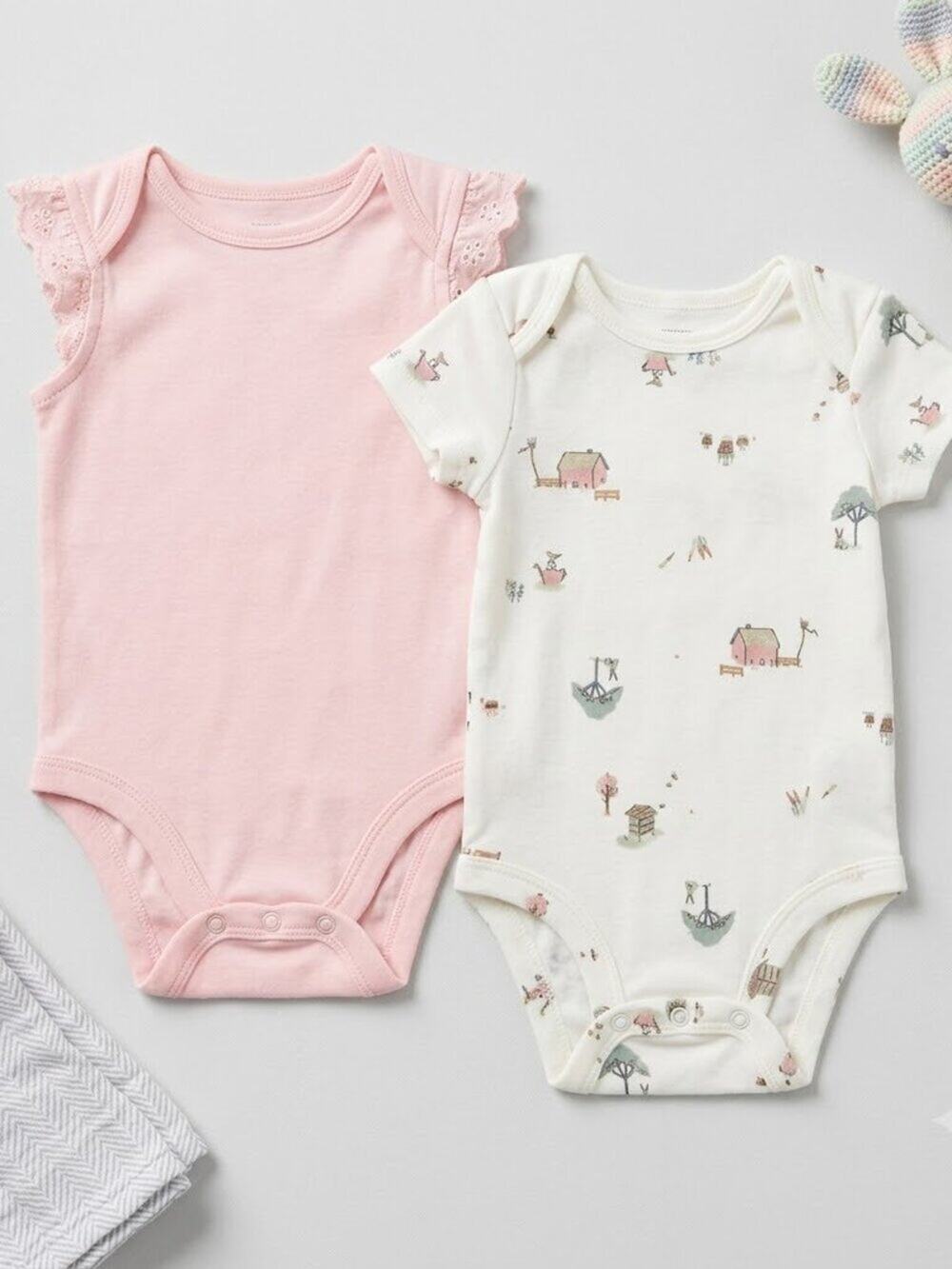 Carter's Baby Girl Solid Pastel Pink Ruffle Sleeve Bodysuit – Size 3-6 Months